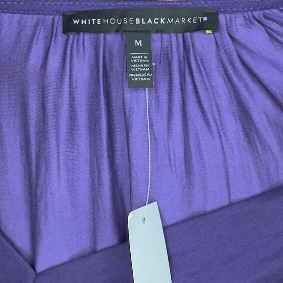 NWT* WHBM Petite Long-Sleeve Fitted Tie Waist Blouse in Cosmic Violet‎ - Picture 12 of 16